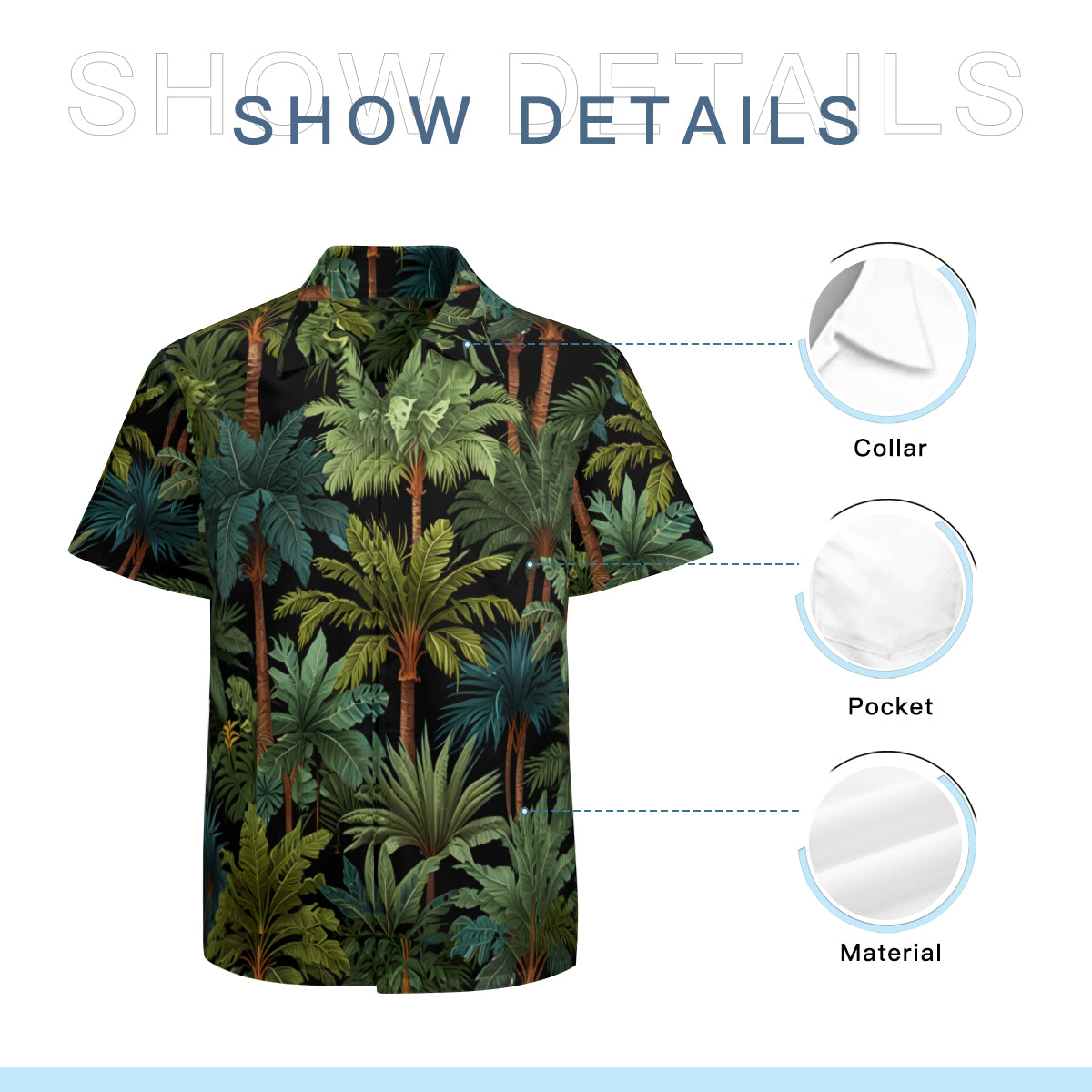 Tropical Trees Men's Casual Short-Sleeved Shirt