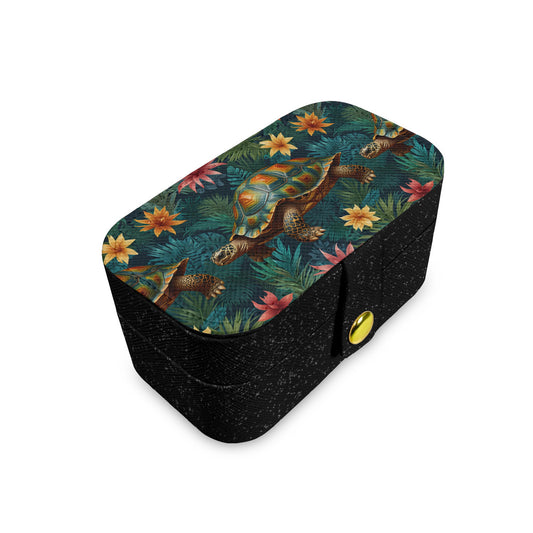 Tropical Tortoise Pattern Personalized Portable Jewelry Box