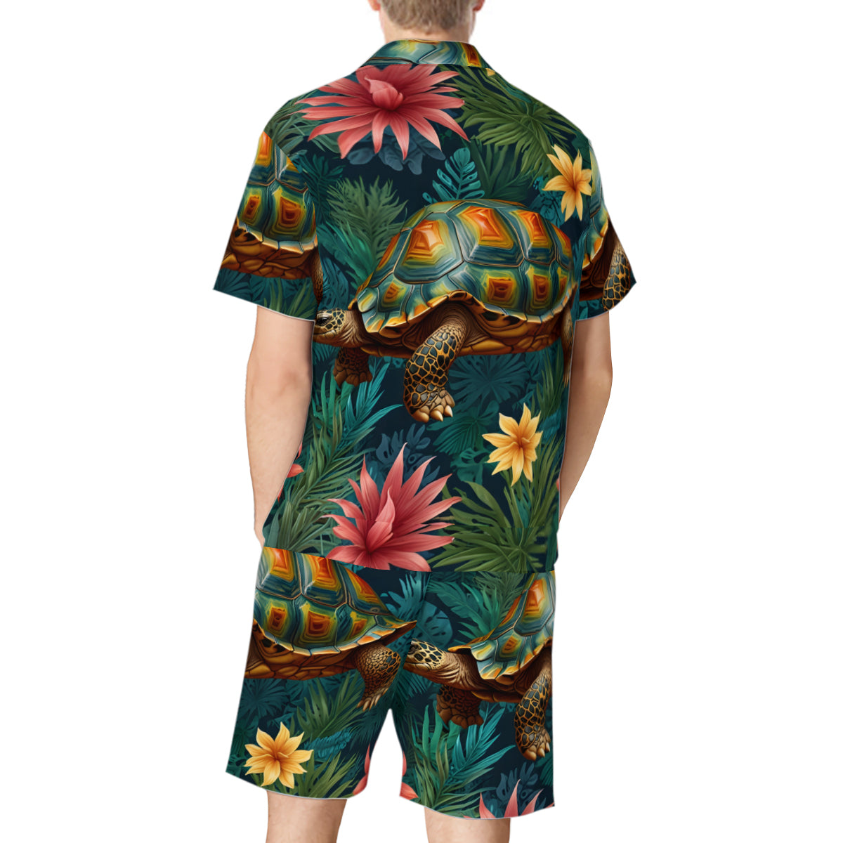 tropical Tortoise Pattern Man's Shirt And Short Set