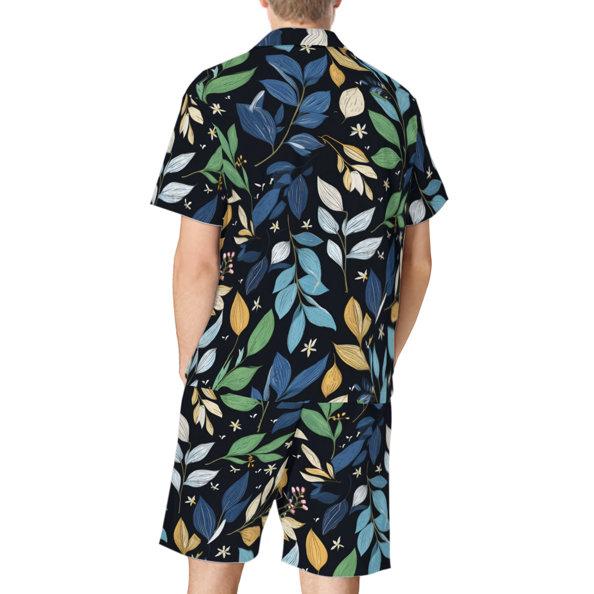 Elegant Leaves Man's Shirt And Short Set