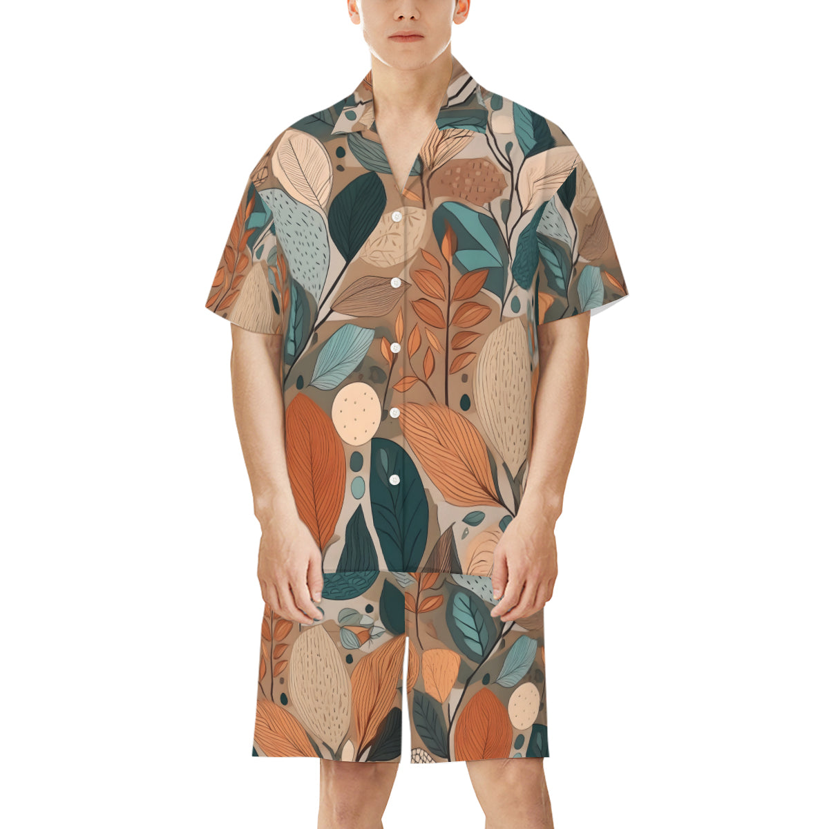 Floral Man's Shirt And Short Set