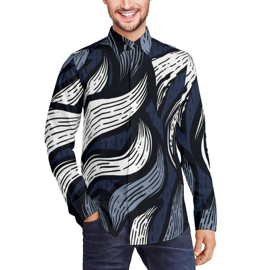 Abstract Men's Classic Long-Sleeved Shirt