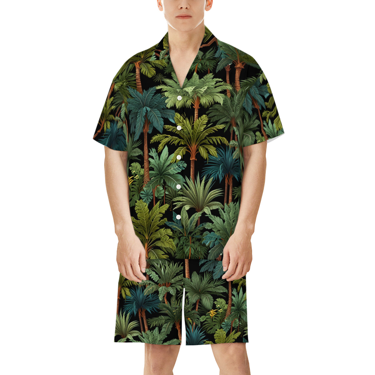 Tropical Trees Man's Shirt And Short Set