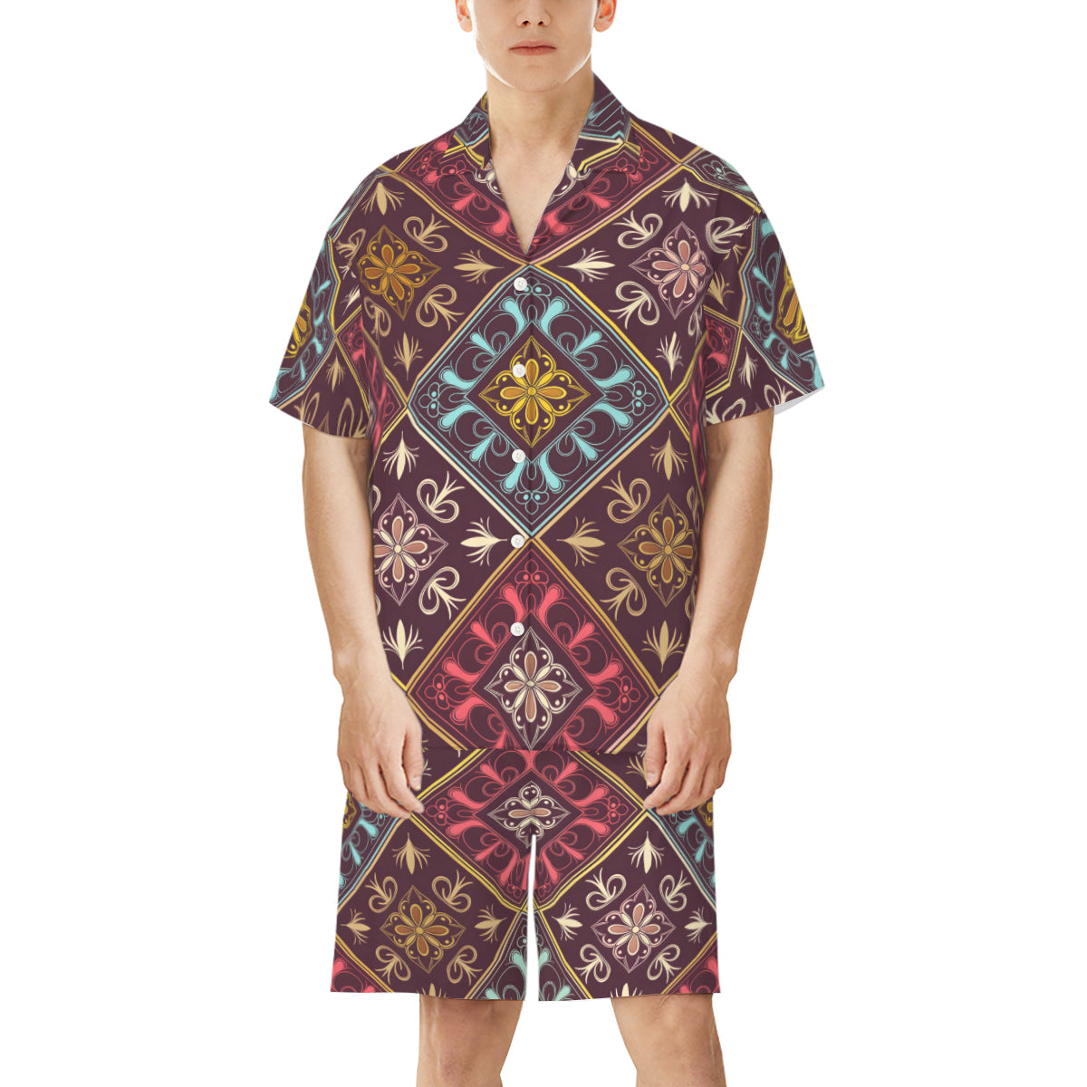 Abstract Pattern Man's Shirt And Short Set