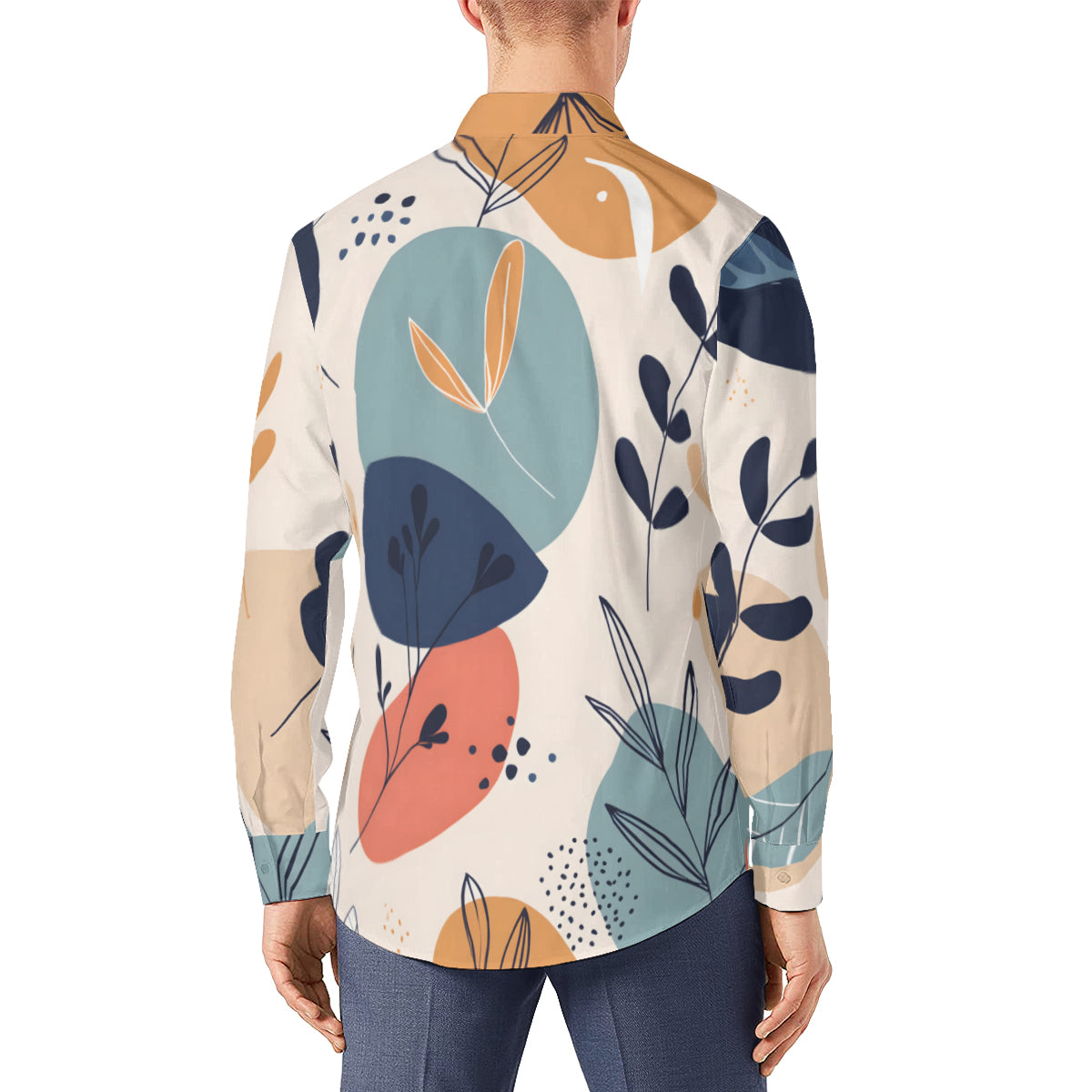 Abstract Floral Men's Classic Long-Sleeved Shirt