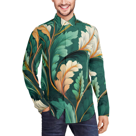 Green Leaves Men's Classic Long-Sleeved Shirt