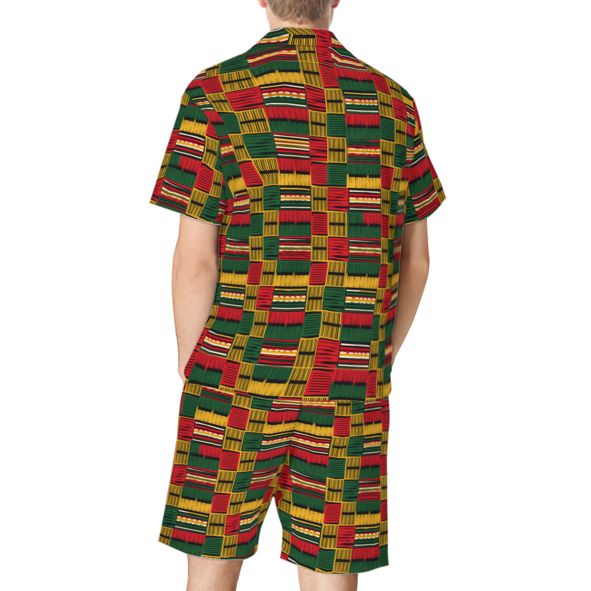Kente Pattern Man's Shirt And Short Set