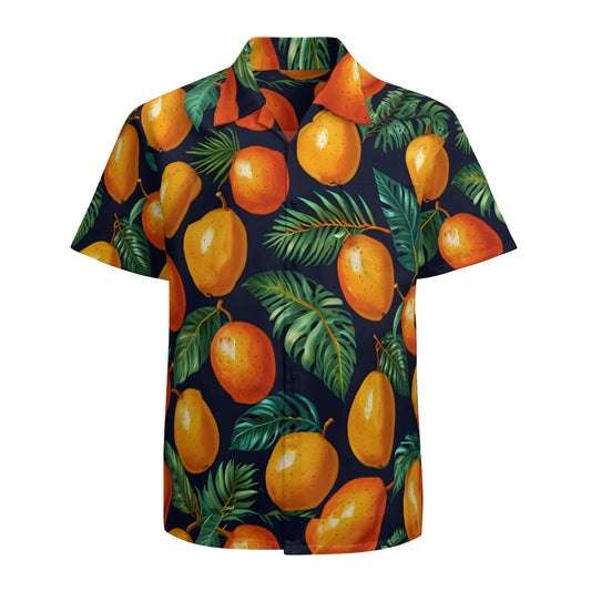 Tropical Mangoes Pattern Men's Casual Short-Sleeved Shirt