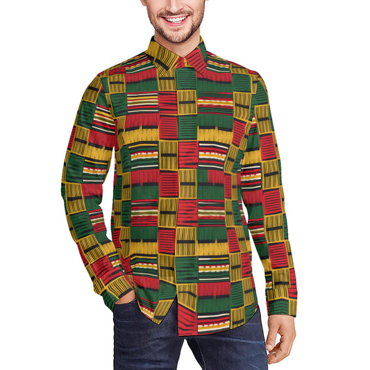 Kente Pattern Men's Classic Long-Sleeved Shirt