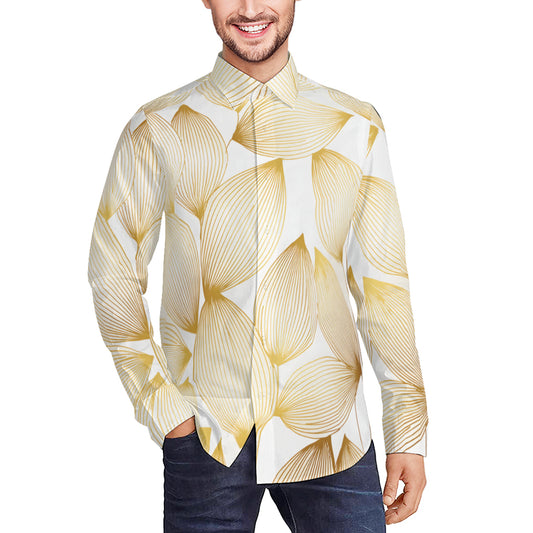 Abstract Pattern Gold Men's Classic Long-Sleeved Shirt