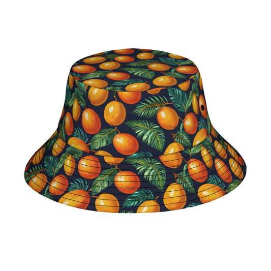 Tropical Mangoes Pattern Double-Sided Unisex Polyester Bucket Hat