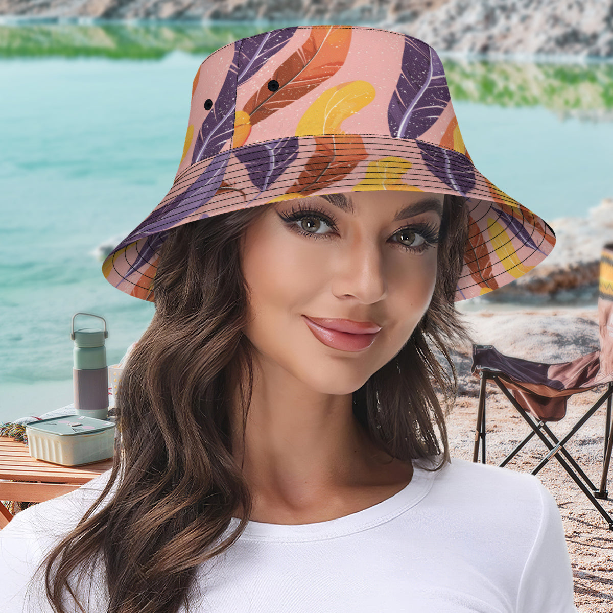Abstract Feathers Fisherman Hat