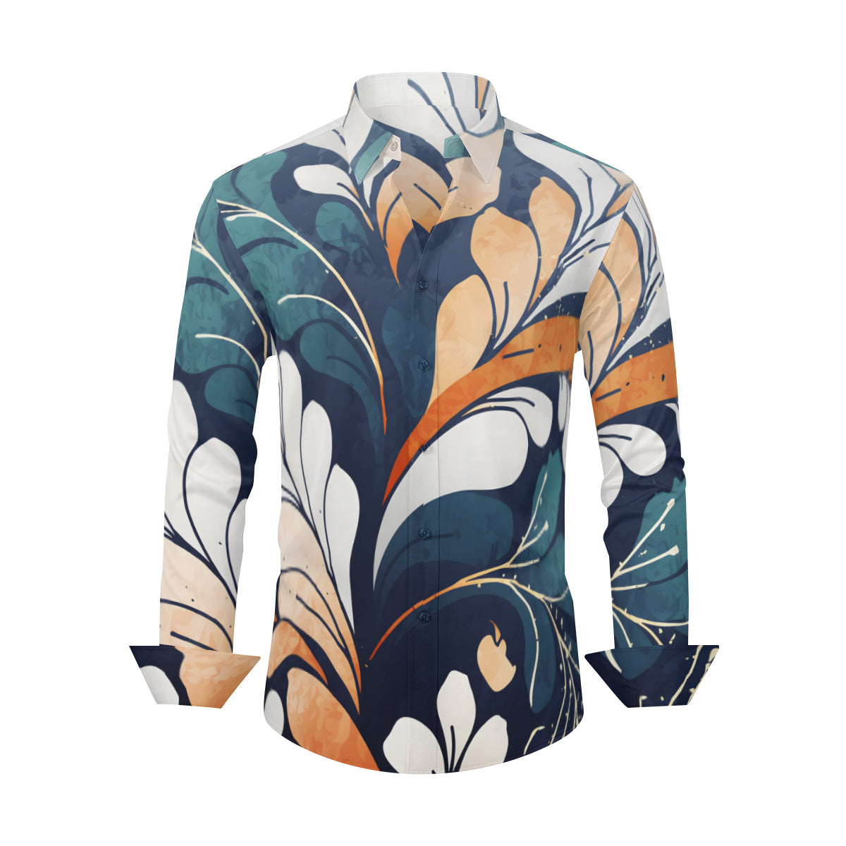 Abstract Floral Men's Classic Long-Sleeved Shirt